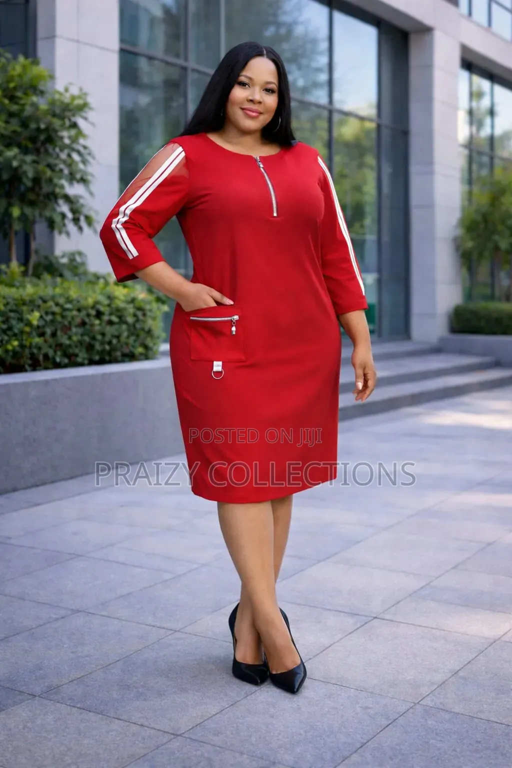 Elegant Straight Dress With Front Pocket