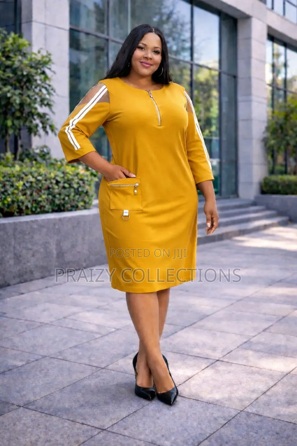 Elegant Straight Dress With Front Pocket