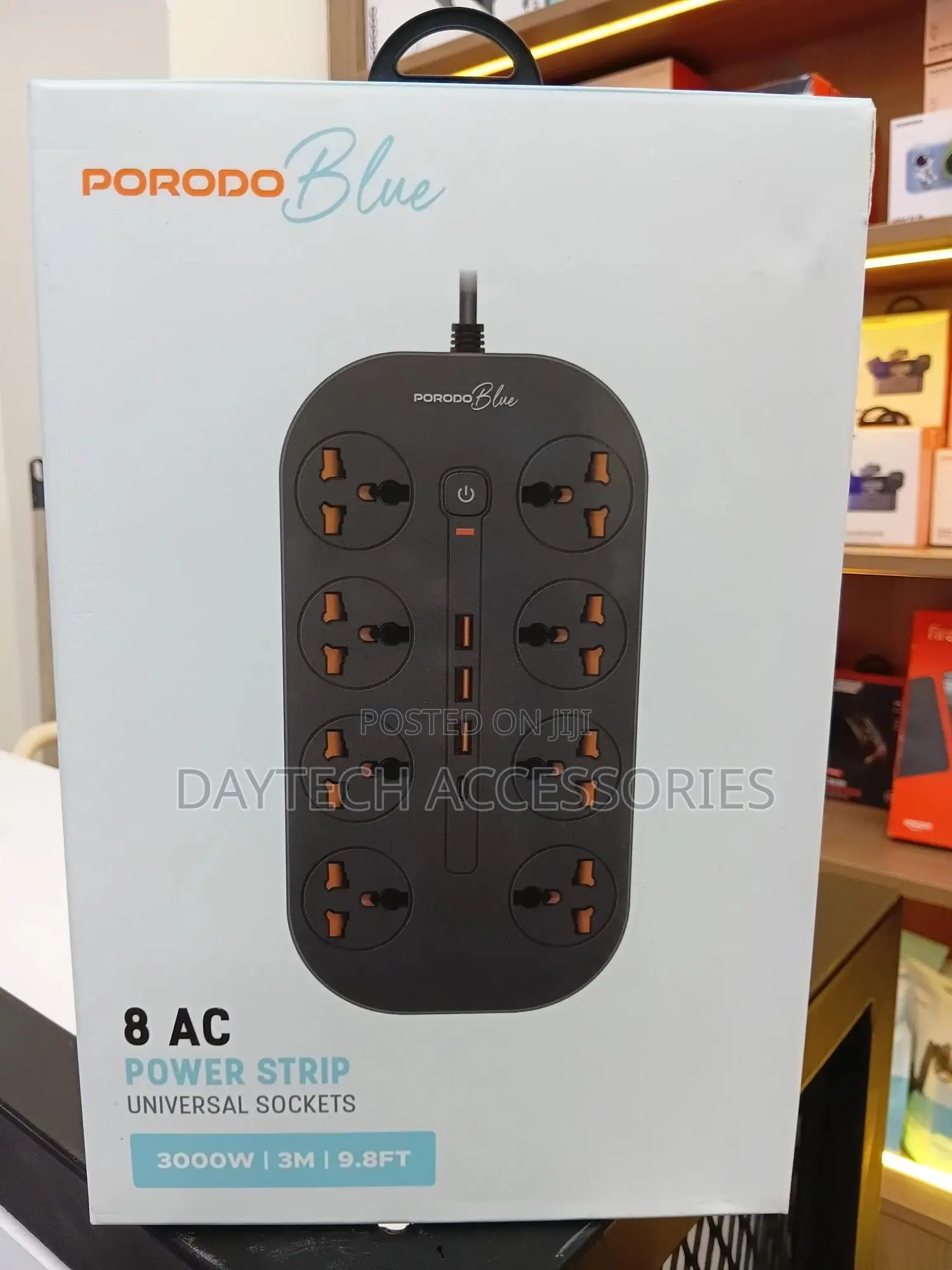 Porodo Blue 8 Ac Power Socket With X1 Usb-c X3 Usb-a Port Uk