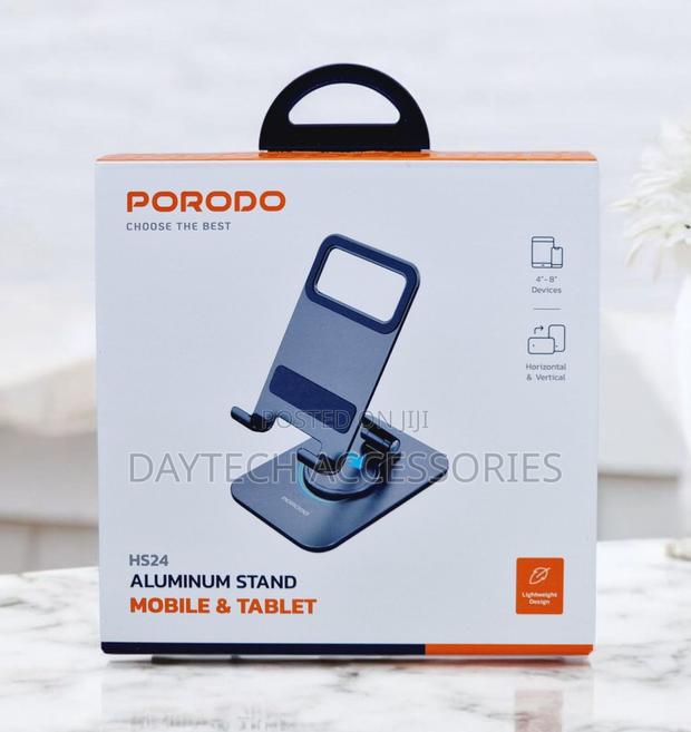 Porodo 360° Rotating Mobile Tablet Stand - Silver