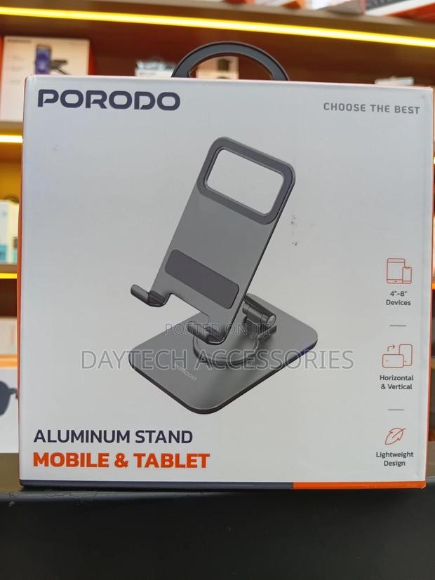 Porodo 360° Rotating Mobile Tablet Stand - Silver - thumbnail 2