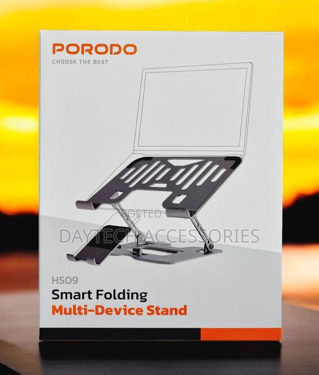 Porodo Smart Folding Multi-Device Laptop Stand With Phone Stand Holder