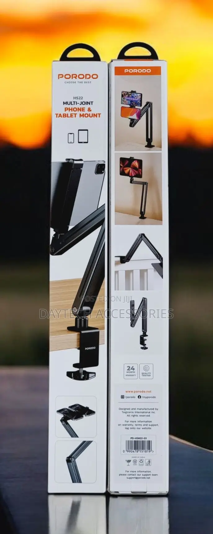 Porodo Multi-Joint Aluminum Desk Mount for Phones Tablet.