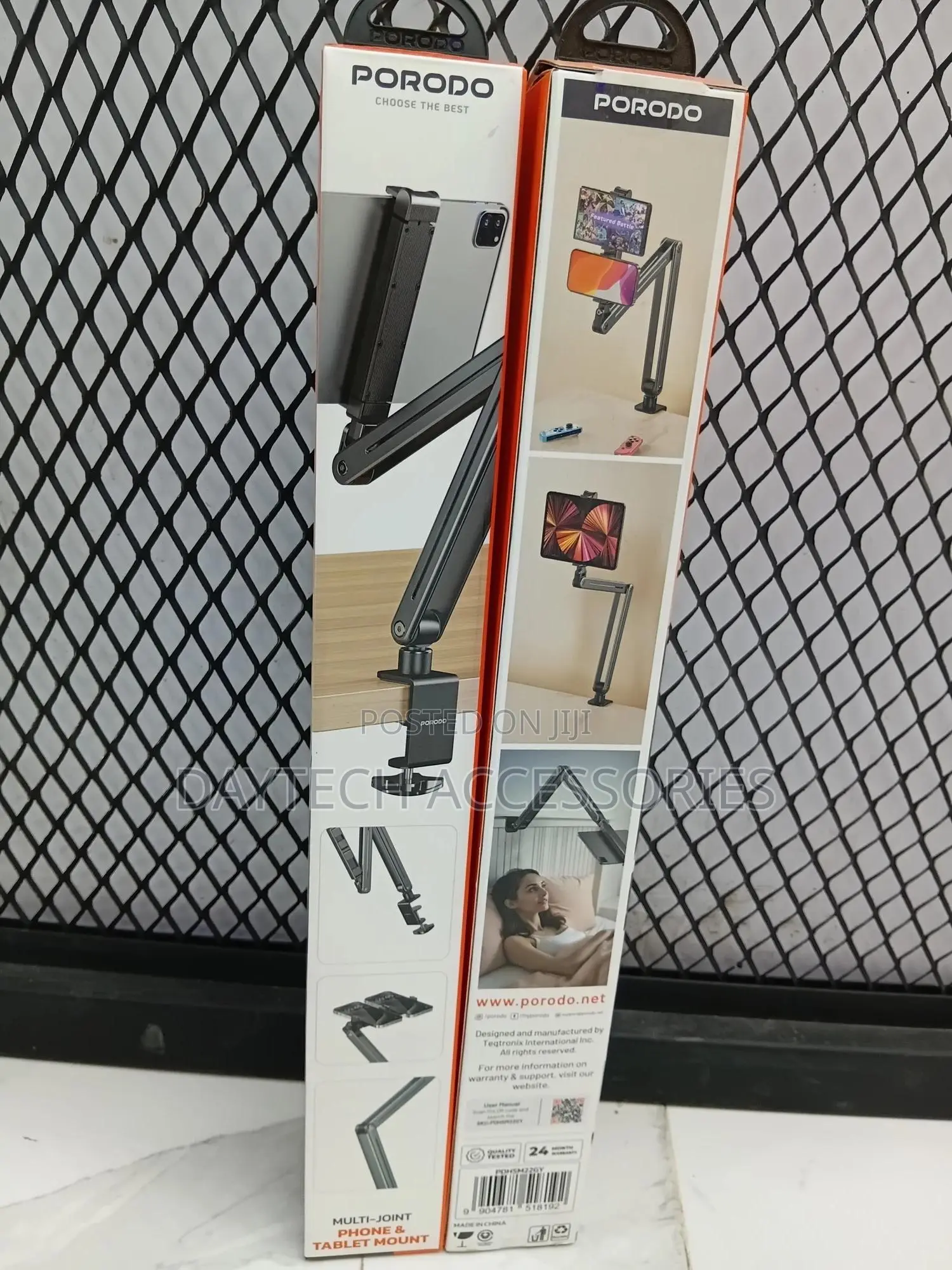 Porodo Multi-Joint Aluminum Desk Mount for Phones Tablet.