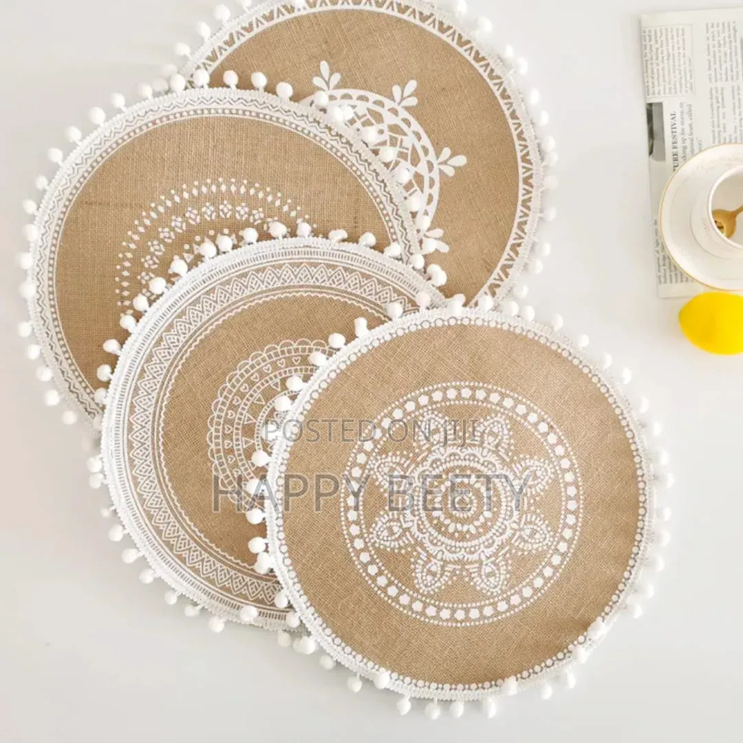 *New Boho Woven Jute Placemats Tassels Mats