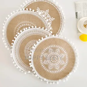 *New Boho Woven Jute Placemats Tassels Mats