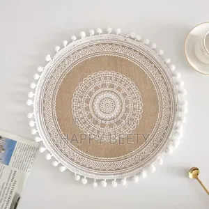 *New Boho Woven Jute Placemats Tassels Mats