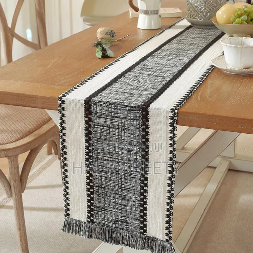 *Nordic Boho Striped Table Runner -