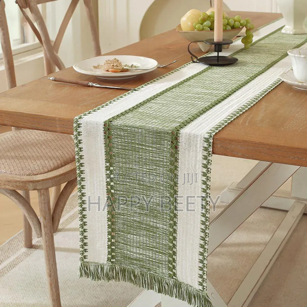 *Nordic Boho Striped Table Runner -