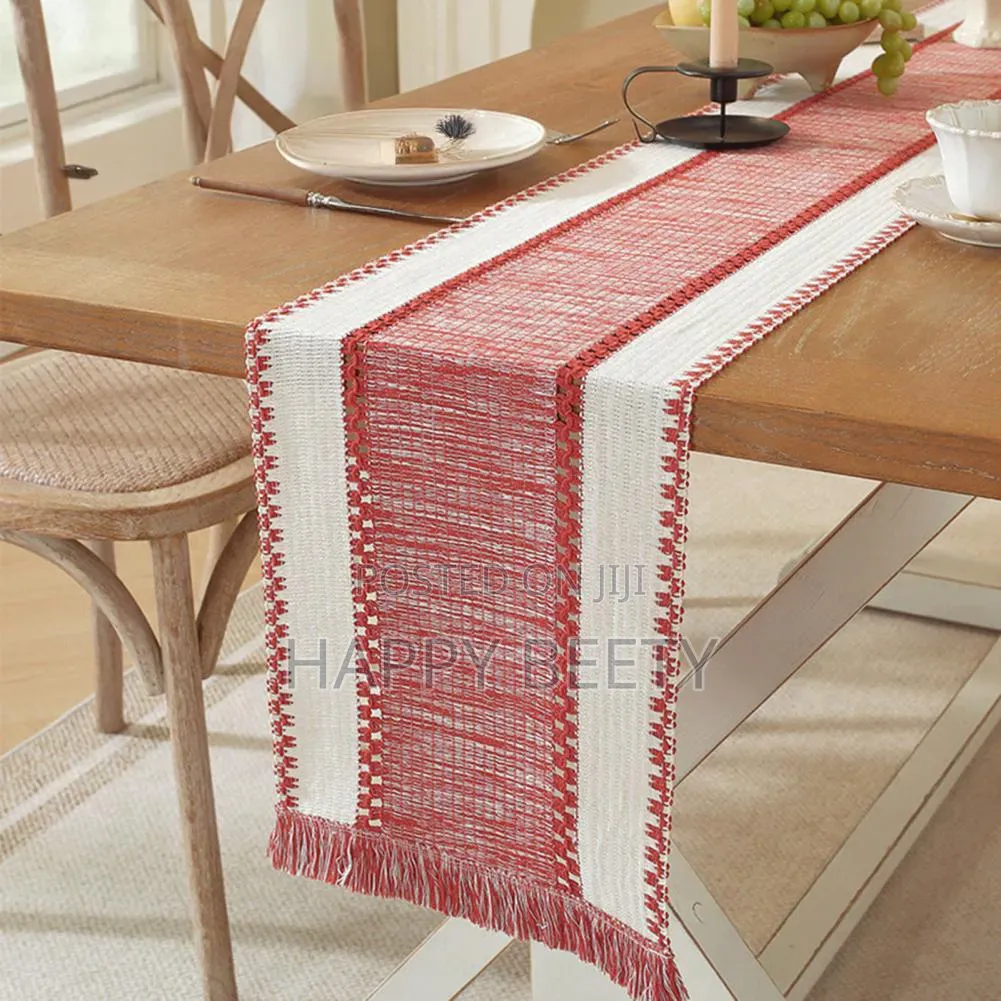 *Nordic Boho Striped Table Runner -