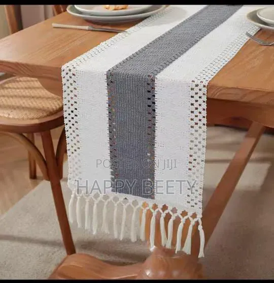 *Nordic Boho Striped Table Runner -