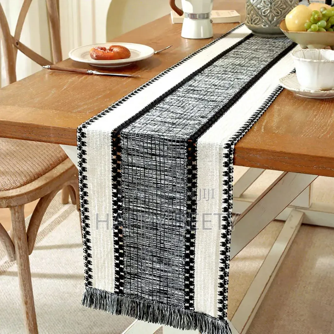*Nordic Boho Striped Table Runner -