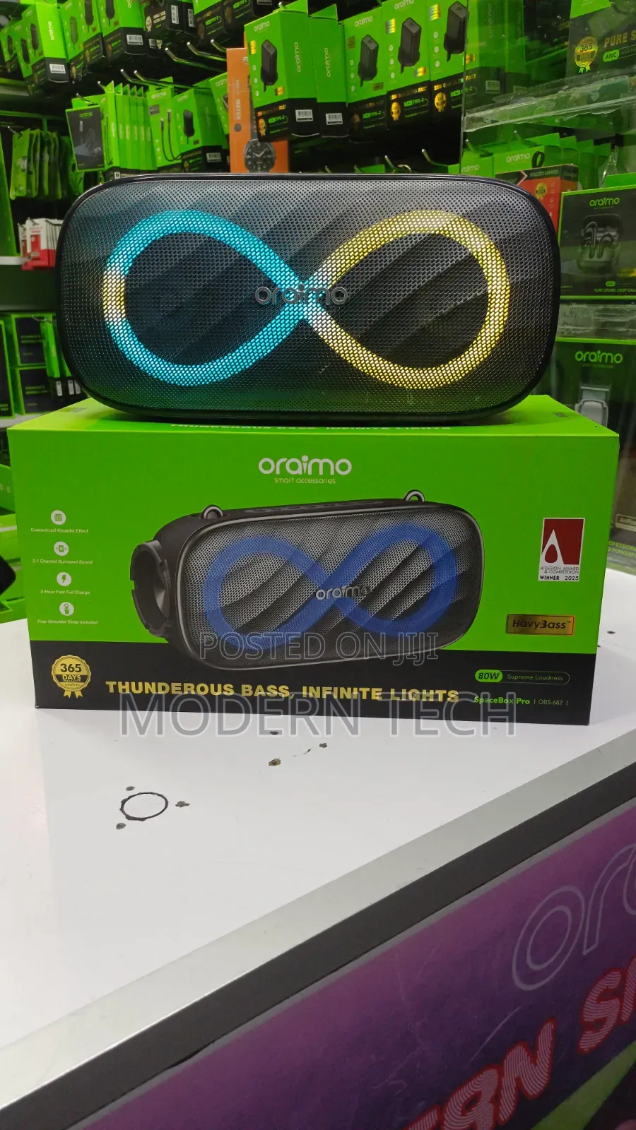 Oraimo Spacebox Pro Portable Speaker – 80w, Bass Boost, Mic Support