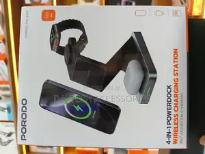The Porodo 4-in-1 Powerdock Wireless Charging Station - Black