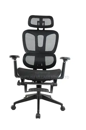 Black Full Mesh High-Back Chair With Footrest