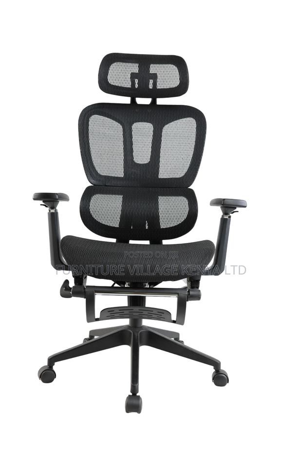 Black Full Mesh High-Back Chair With Footrest - thumbnail 2