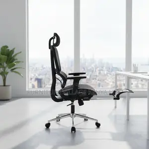 Black Full Mesh High-Back Chair With Footrest