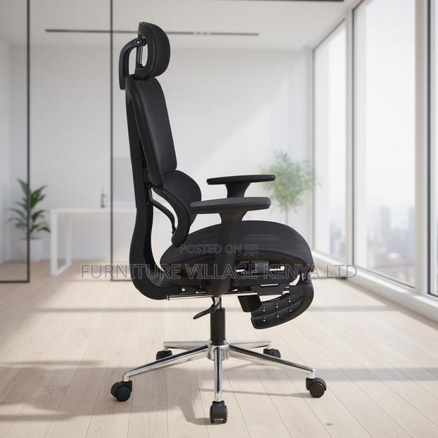 Black Full Mesh High-Back Chair With Footrest - thumbnail 6