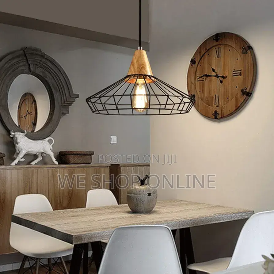 Metal and Wood Pendant Light