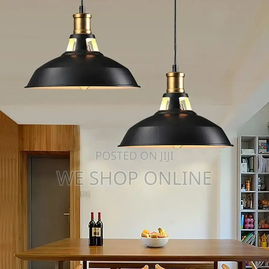 Retro Metal Pendant Light Black/White. 27,31,39cm
