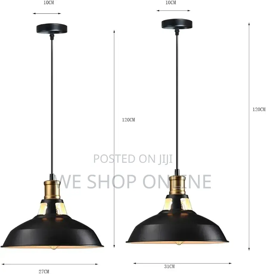 Retro Metal Pendant Light Black/White. 27,31,39cm