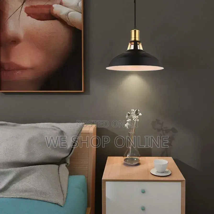 Retro Metal Pendant Light Black/White. 27,31,39cm