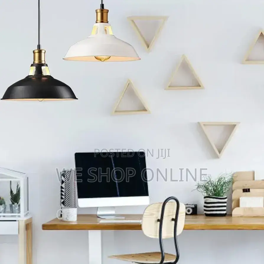 Retro Metal Pendant Light Black/White. 27,31,39cm