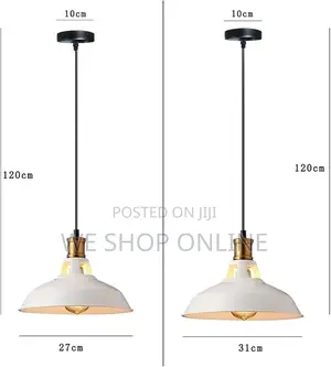 Retro Metal Pendant Light Black/White. 27,31,39cm