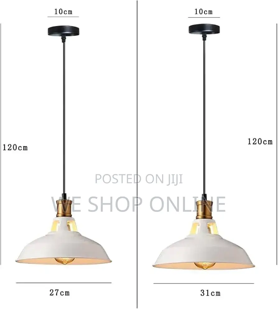 Retro Metal Pendant Light Black/White. 27,31,39cm