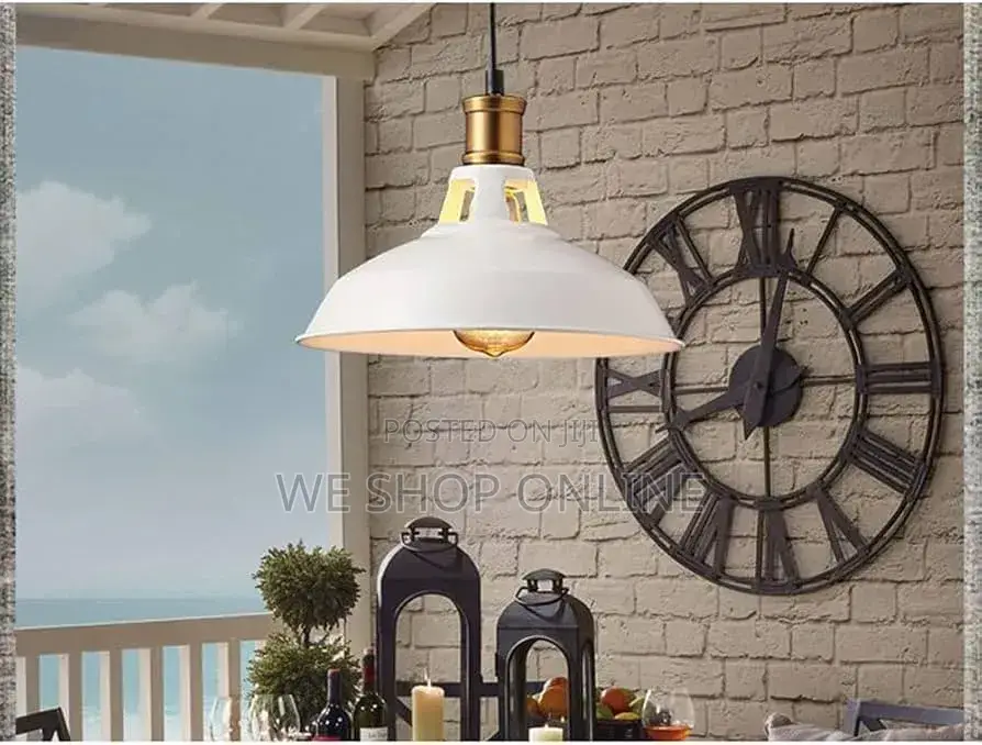 Retro Metal Pendant Light Black/White. 27,31,39cm