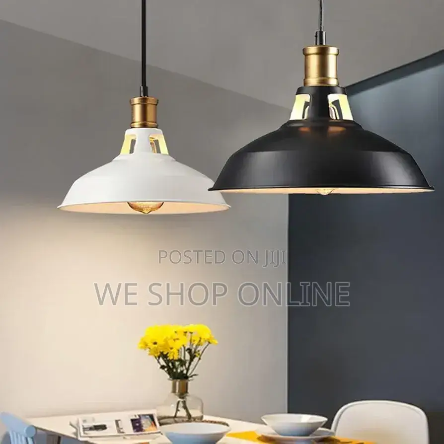 Retro Metal Pendant Light Black/White. 27,31,39cm
