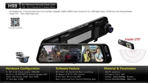 9.66 Inch 4g Mirror Dash Camera – 3 Channel