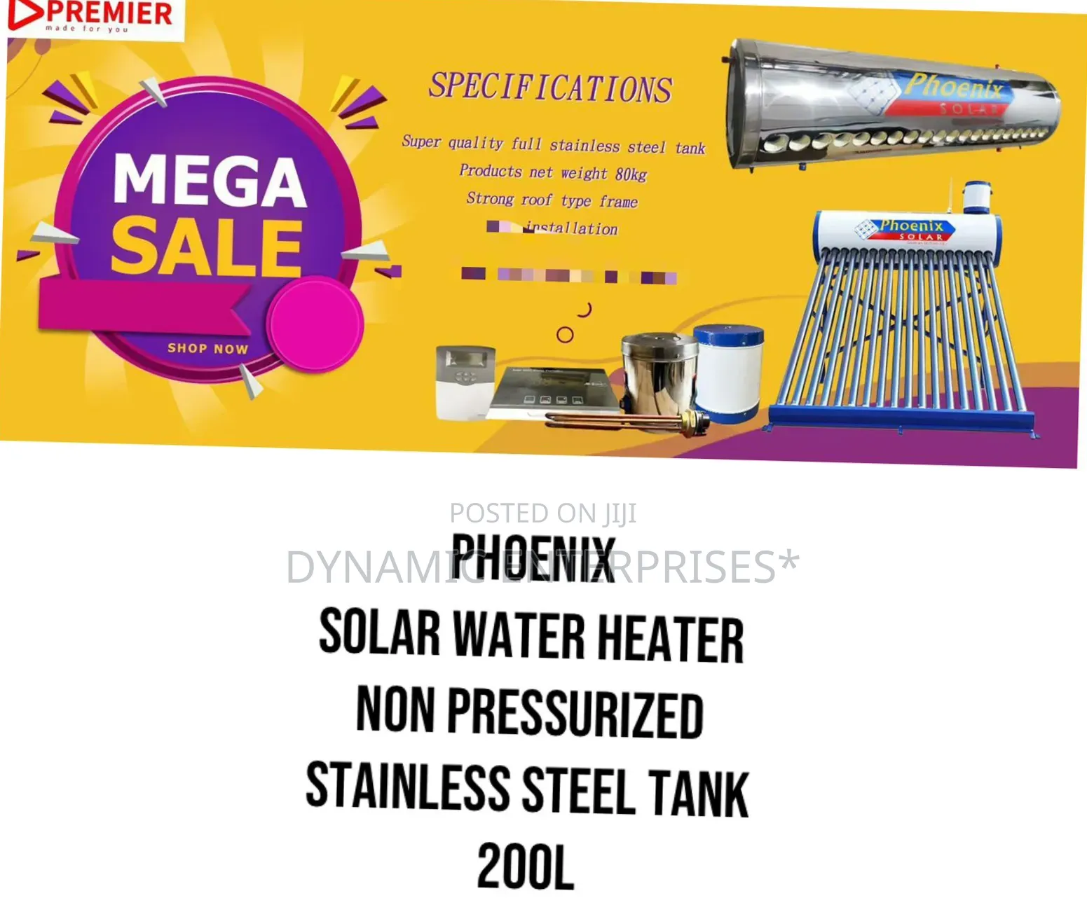 Phoenix 200l Solar Water Heater – Non-Pressurized