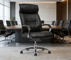 Office Chair : Chrome Base Executive High-Back Office Leather Chair