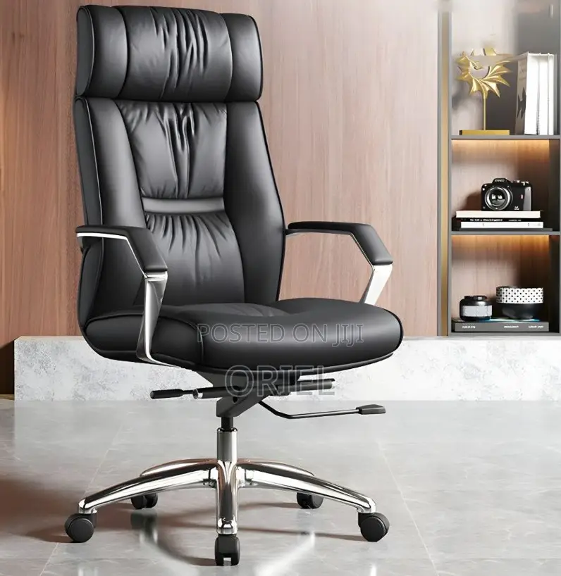 Office Chair : Chrome Base Executive High-Back Office Leather Chair