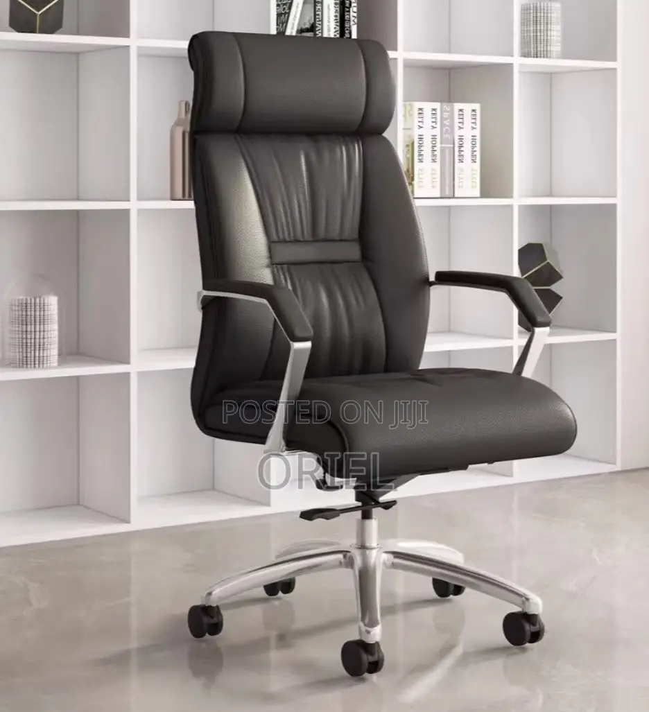 Office Chair : Chrome Base Executive High-Back Office Leather Chair