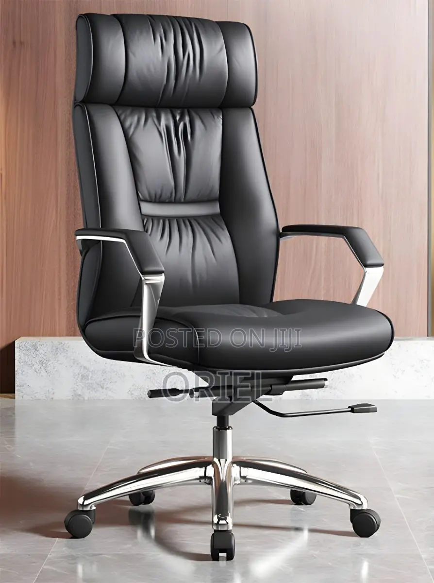 Office Chair : Chrome Base Executive High-Back Office Leather Chair