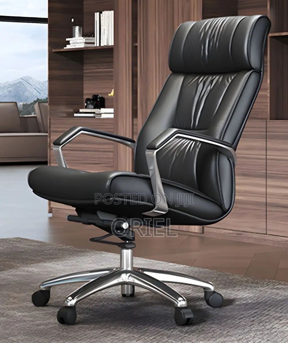 Office Chair : Chrome Base Executive High-Back Office Leather Chair