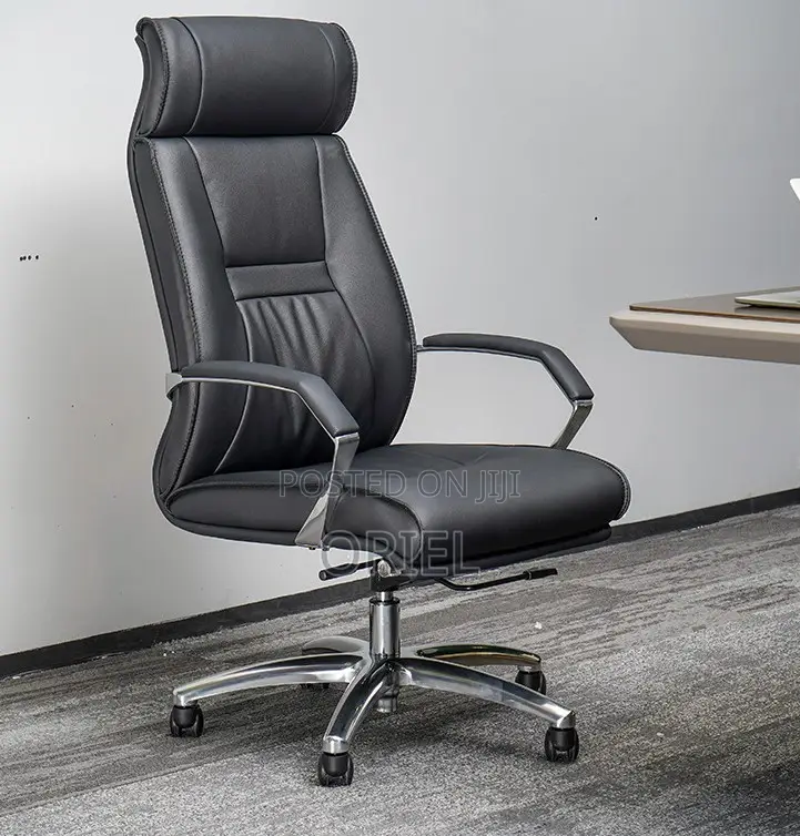 Office Chair : Chrome Base Executive High-Back Office Leather Chair