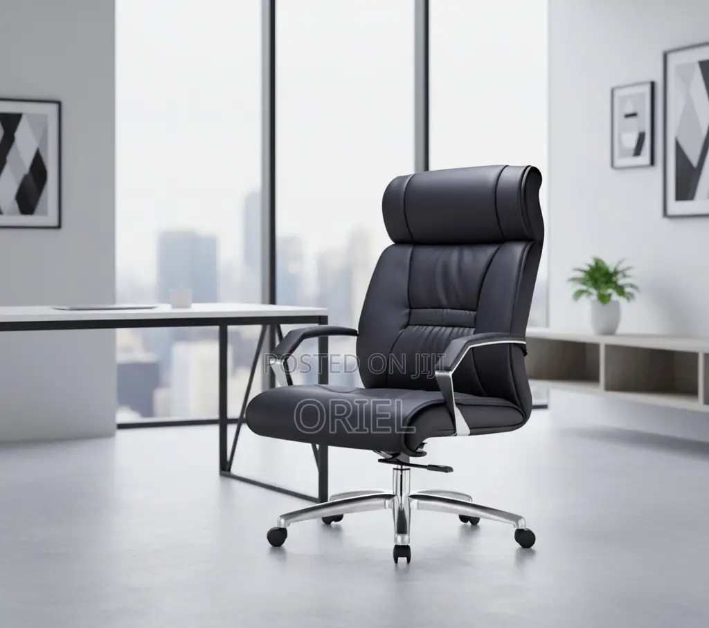 Office Chair : Chrome Base Executive High-Back Office Leather Chair
