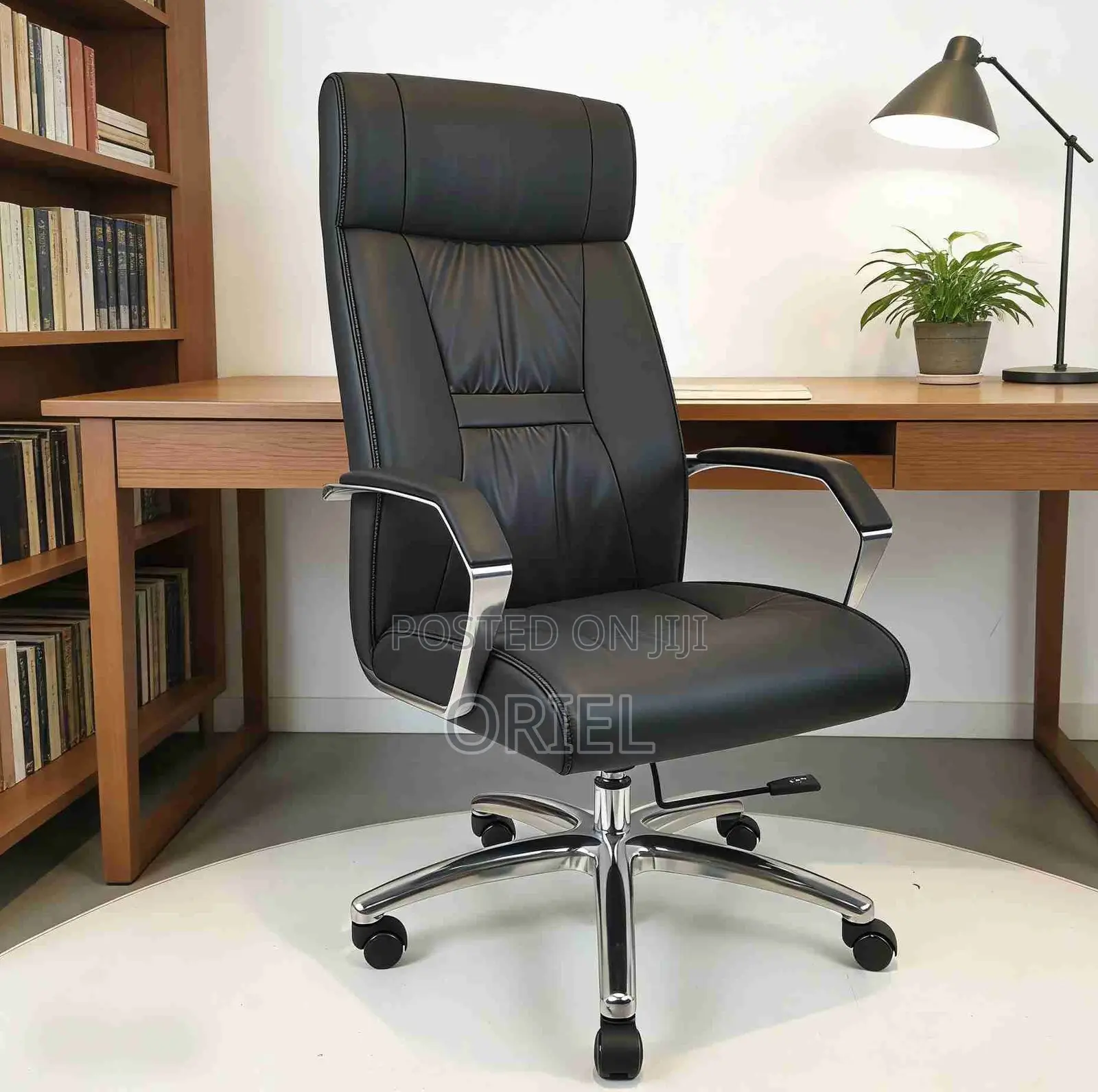 Office Chair : Chrome Base Executive High-Back Office Leather Chair
