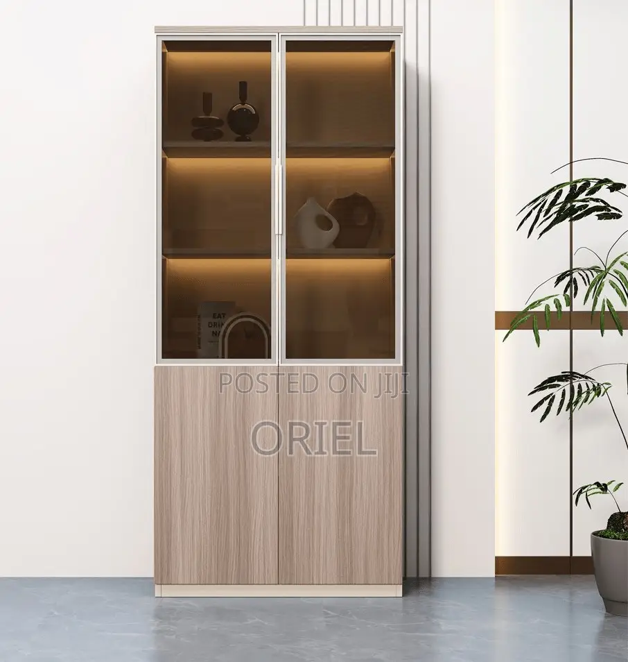 Office Cabinet : Office 2-Door Wooden Half Glass Filing Cabinet