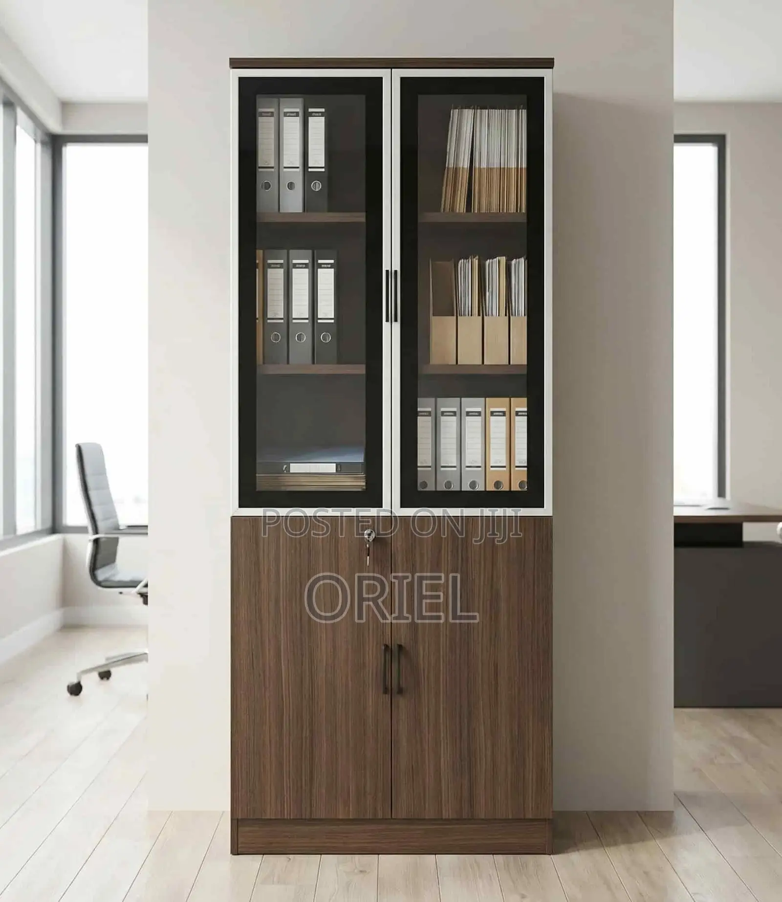 Office Cabinet : Office 2-Door Wooden Half Glass Filing Cabinet