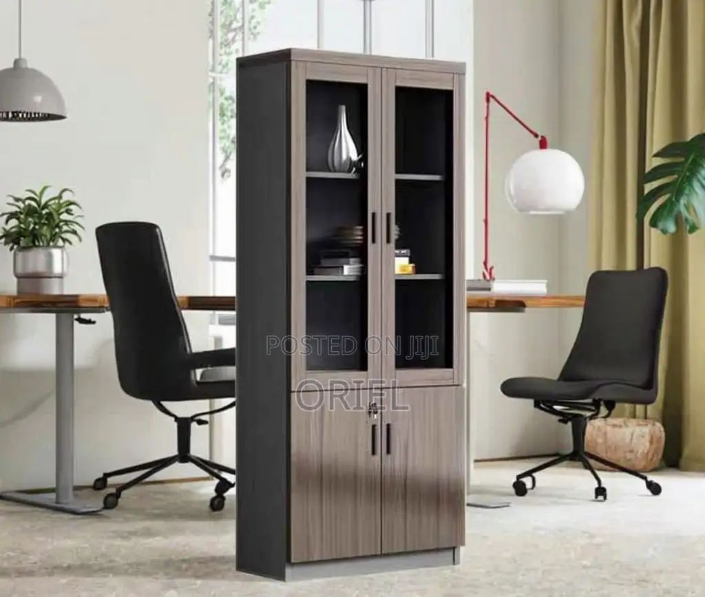 Office Cabinet : Office 2-Door Wooden Half Glass Filing Cabinet