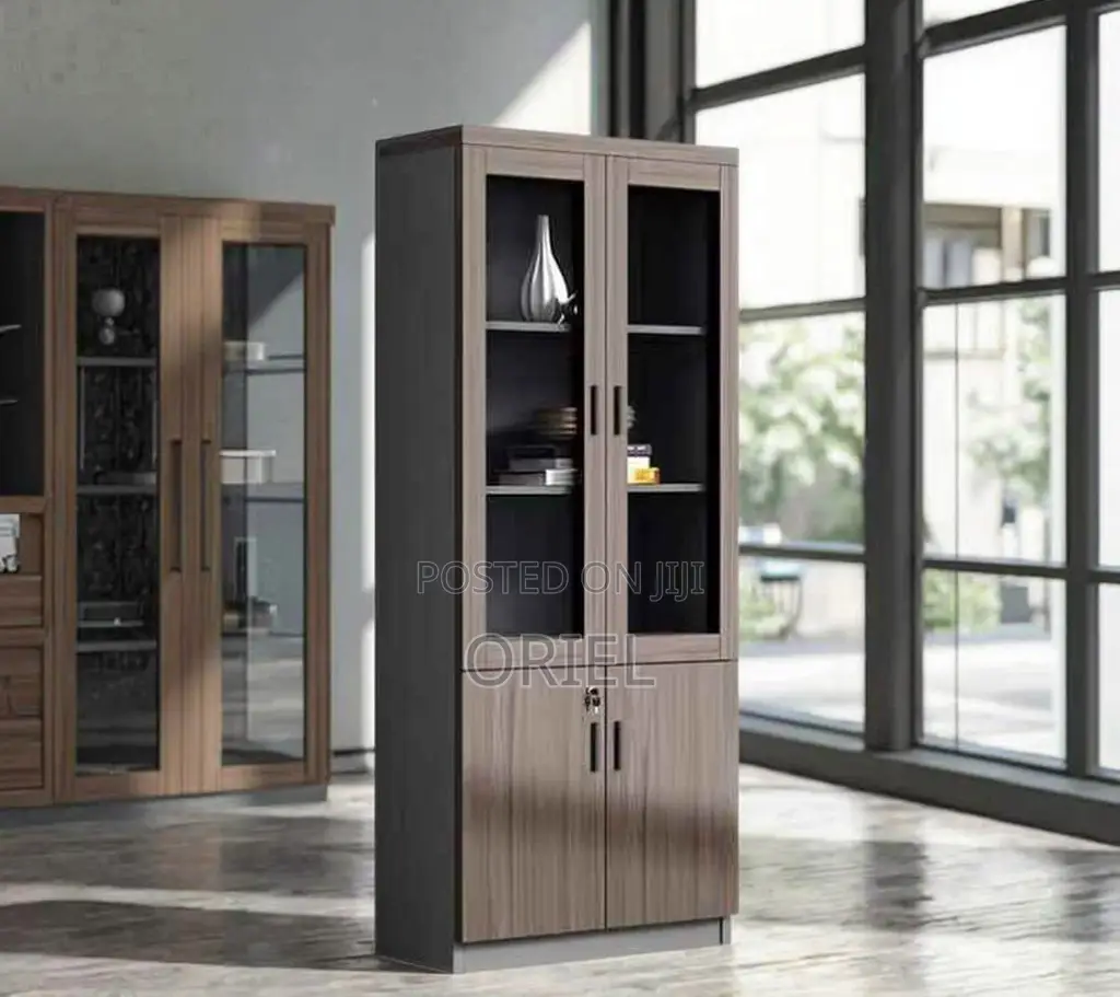 Office Cabinet : Office 2-Door Wooden Half Glass Filing Cabinet