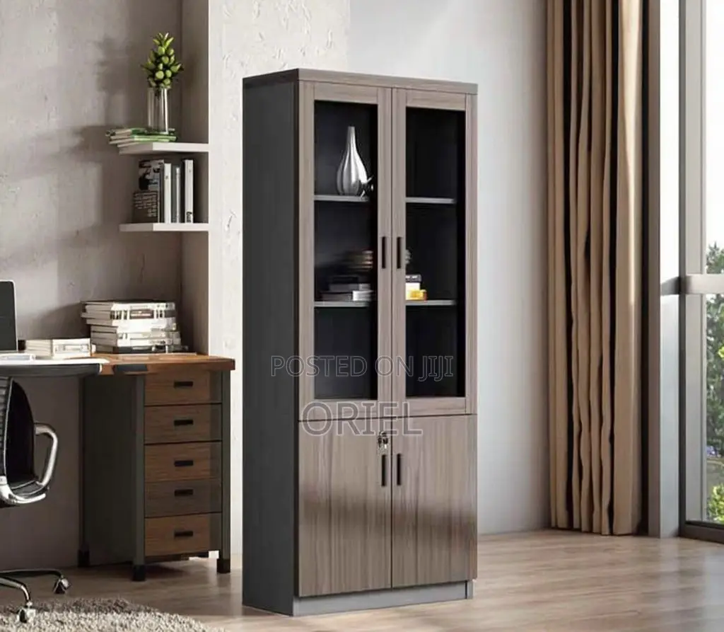 Office Cabinet : Office 2-Door Wooden Half Glass Filing Cabinet