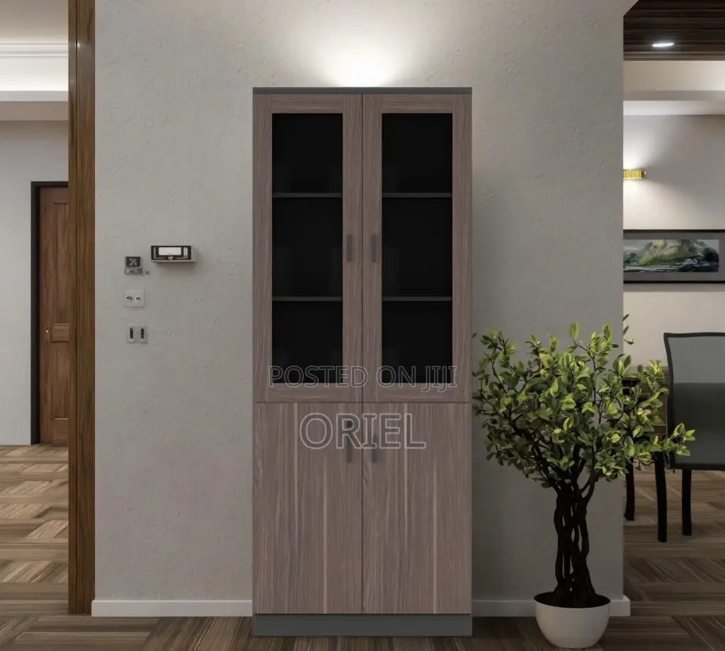 Office Cabinet : Office 2-Door Wooden Half Glass Filing Cabinet