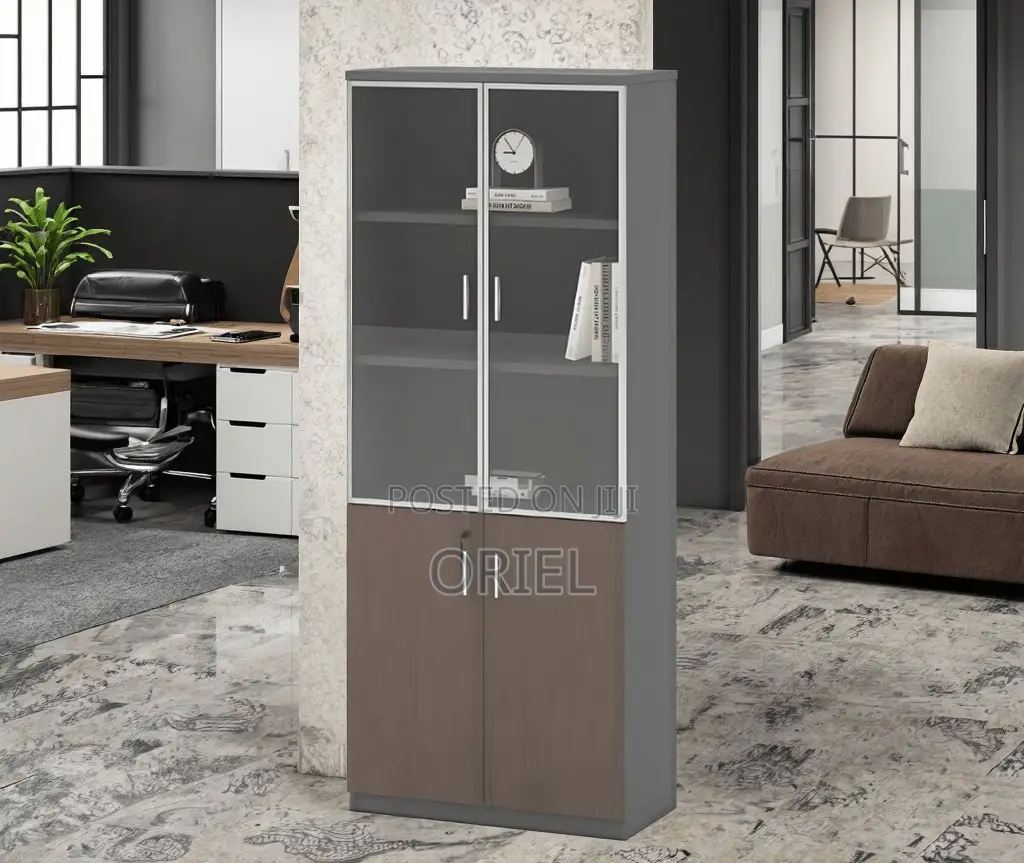 Office Cabinet : Office 2-Door Wooden Half Glass Filing Cabinet
