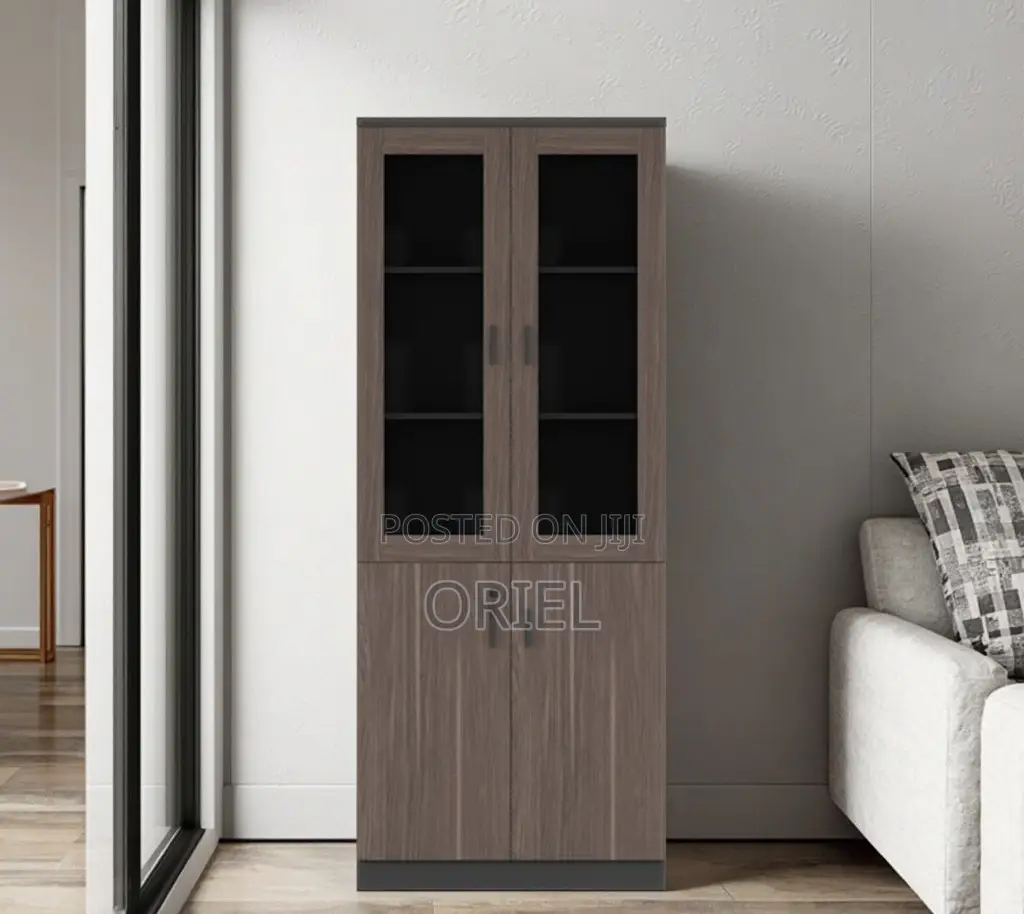 Office Cabinet : Office 2-Door Wooden Half Glass Filing Cabinet