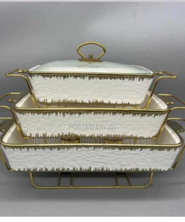3pcs Ceramic Chaffing Dishes